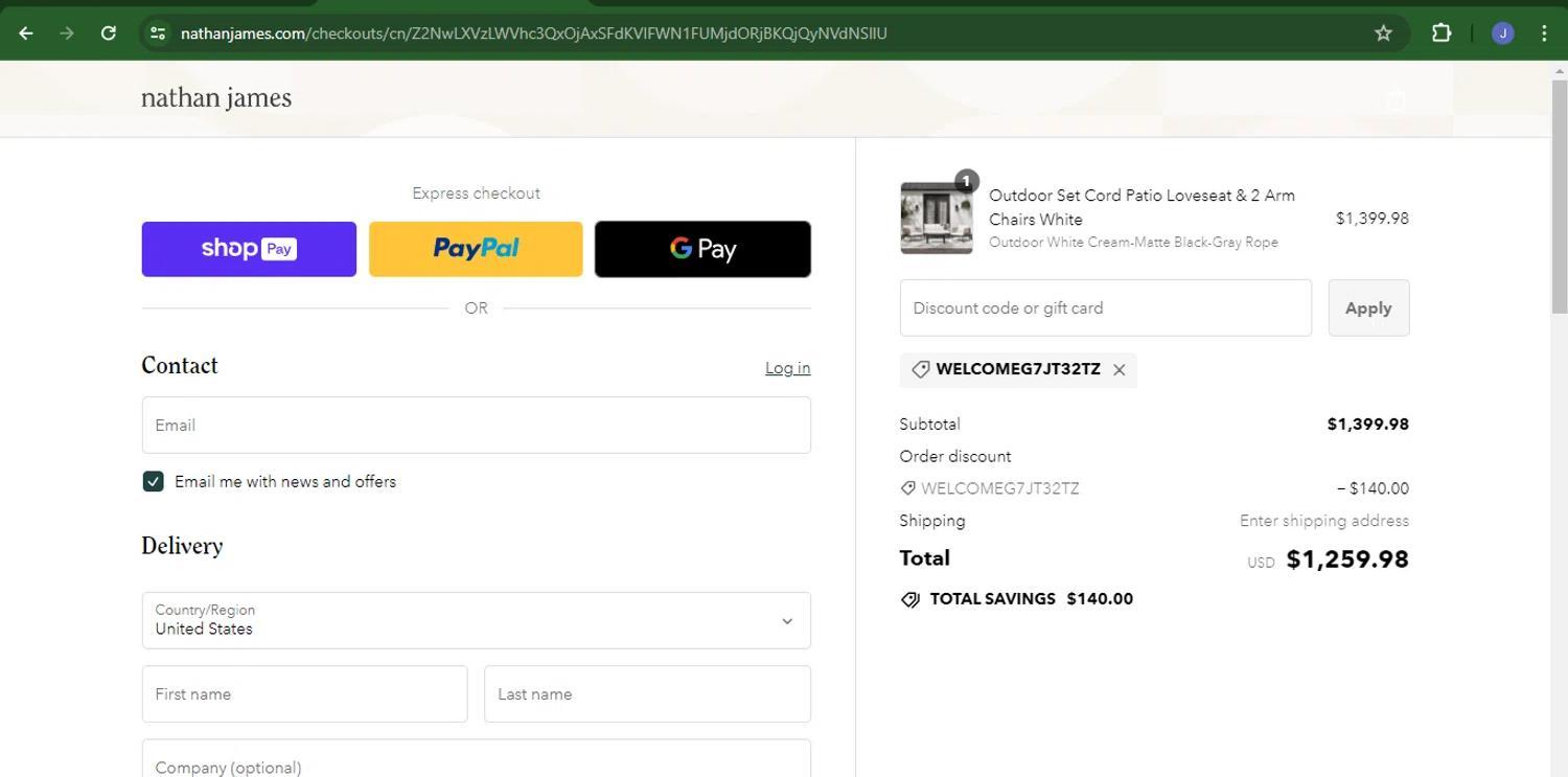 How to apply Nathan James coupon code
